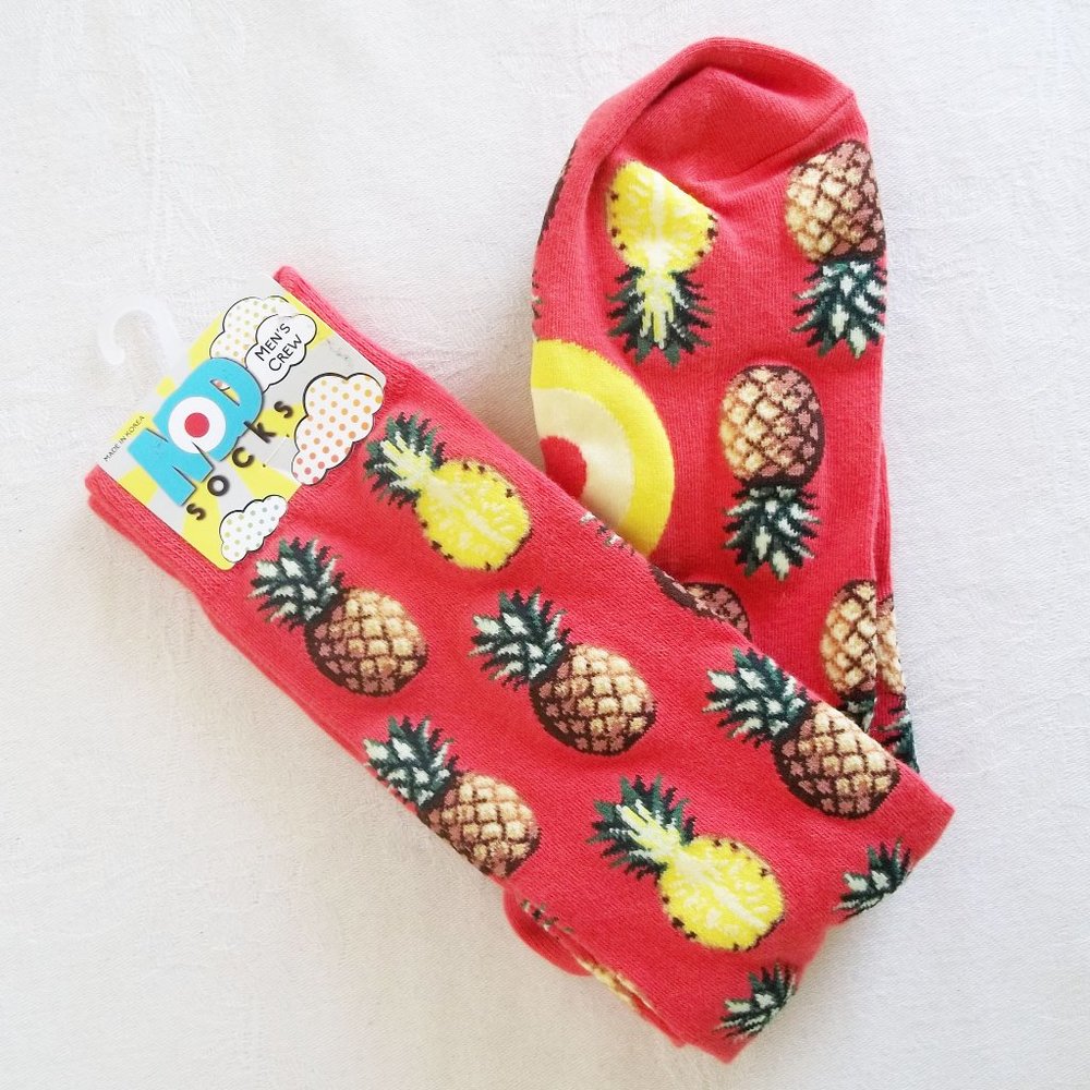 MOD SOCKS Pursuit of Pineapples 2017 Cotton Blend Mens Novelty Crew Socks NWT